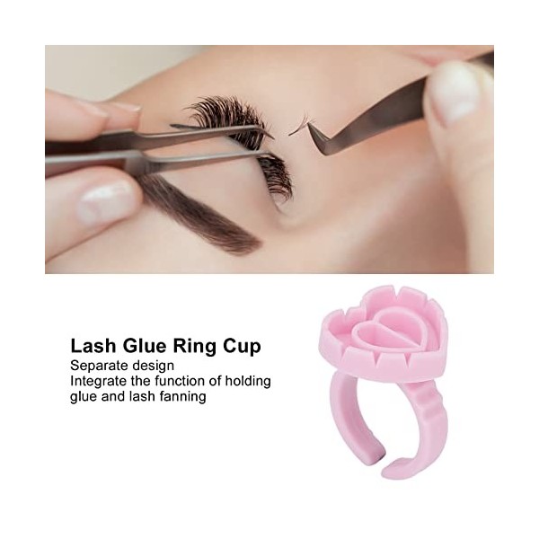 100pcs Lash Glue Holder Ring Cup, Easy Lash Glue Ring Cup, Enlevez Lexcès de Colle, Lash Glue Holder Cups pour les Extension
