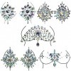 5pcs Lumineux Visage Bijoux Visage Festival Strass Rave Ensembles de Gemmes de Visage Feuilles Gemmes du Visage,Autocollants 