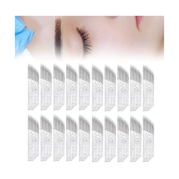 Aiguilles de Microblading 50 Pièces Lames de Tatouage de Sourcil Semi-permanentes Jetables Aiguilles de Tatouage de Stylo de 