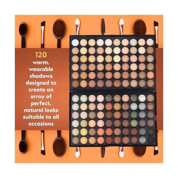 LaRoc Palette de fards à paupières 120 couleurs, Maquillage Professionnel Pigmenté Shimmer Matte MUA Artiste Coffret Cadeau K