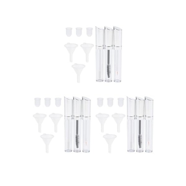 Lot de 3 flacons vides de 5 ml pour mascara, crème à cils, gloss à lèvres, entonnoir