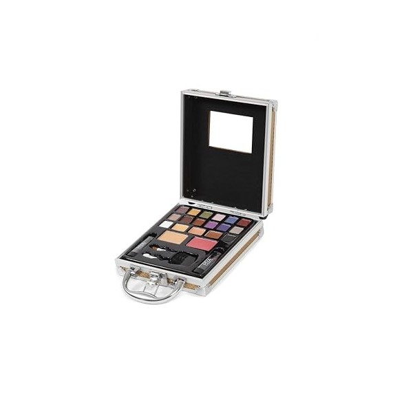 MYA Travel - Trousse de maquillage professionnelle avec ombres, fard à joues, rouge à lèvres, pinceaux MYA Travel Gold 