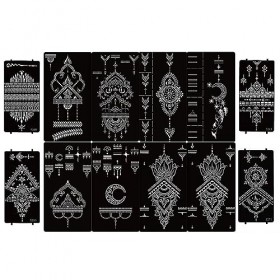 JOCXZI 12 Feuilles Tatouages ​​Temporaires Henné Pochoir Ensemble, Mains Arabes Indiennes Main Tatouage Temple Autocollants p