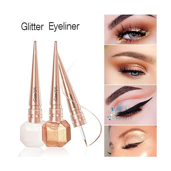 5 couleurs Diamond Glitter Eyeliner Liquid Set Fard à paupières liquide pour maquillage des yeux Shimmer métallique fard à pa