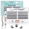 SISILILY Kit Extension Faux Cils avec Lash Bond and Seal, Individuel 120 Grappe, Naturel avec Colle et Applicateur, 0.07mm C 