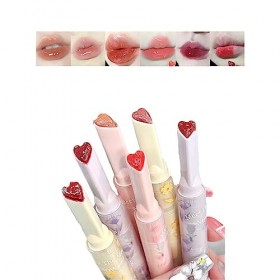 Domality Set de 6 Rouges à Lèvres en Gelée de Fleur, 6 Couleurs Forme de Cœur Glaçure Hydratante pour Les Lèvres, Effet Miroi