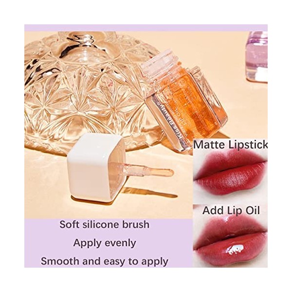 Ensemble de 4 huiles à lèvres repulpantes, Hydrating Shimmer Pearlescent Plumping Lip Gloss Tinted Lip Balm Lip Care Transpar