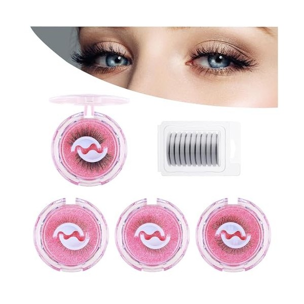 Cils Auto-Adhésifs Réutilisables, Faux Cils à laspect Naturel, Longs Cils Bouclés, Sans Colle/Eyeliner/Magnet, Étanches et F