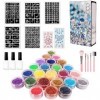 Kit Tatouage Paillettes Enfant Filles, 24 Couleurs Tatouage Éphémère mit 187 Pochoirs - Non-toxique Kit Maquillage de Tatouag