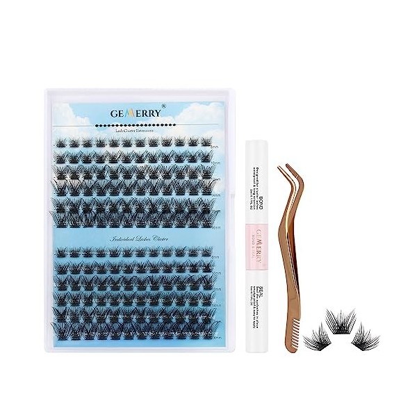 Extension Cils Kit Faux Cils Individuel 240PCS Extension de Cils Bouquet Cils individuel Natural D Curl 8-16mm avec Colle et 