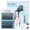 Extension Cils Kit Faux Cils Individuel 240PCS Extension de Cils Bouquet Cils individuel Natural D Curl 8-16mm avec Colle et 