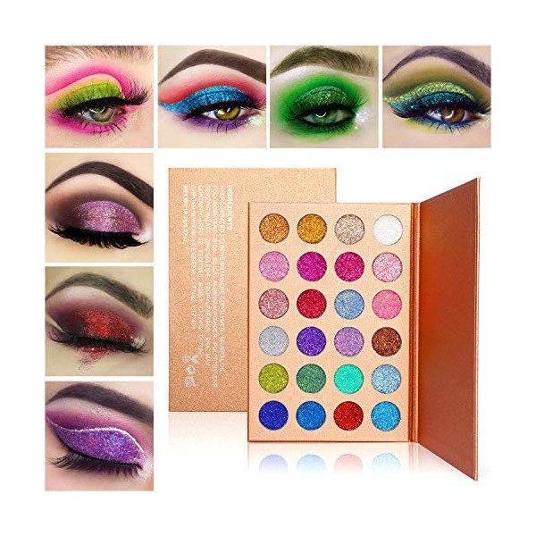 DELANCI Palette Paillette Yeux Glitter Palette Maquillage Yeux Professionnel-Eyes Maquillage Glitter Highly Pigmented Minera