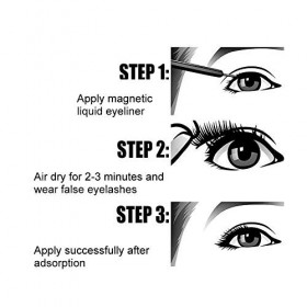 Fau Cils Magnétique Eyeliner, Ensemble de Cils pour les Yeux Magnétiques Imperméables, Trousse de Eye-Liner Magnétique avec P