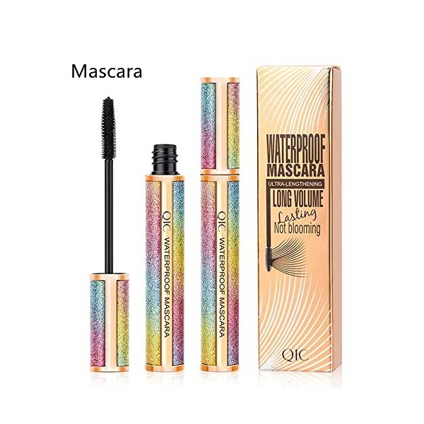 Mascara pour cils en fibre de soie 4D et stylo Eeyliner, 2 pièces/ensemble, mascara naturel résistant aux taches et imperméab