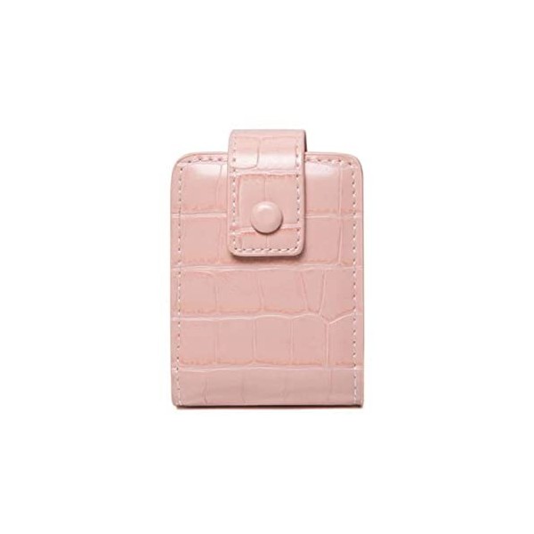 Étui à rouge à lèvres rose portable en cuir avec miroir pour ranger le rouge à lèvres, le vernis à lèvres, la poudre, Rose.