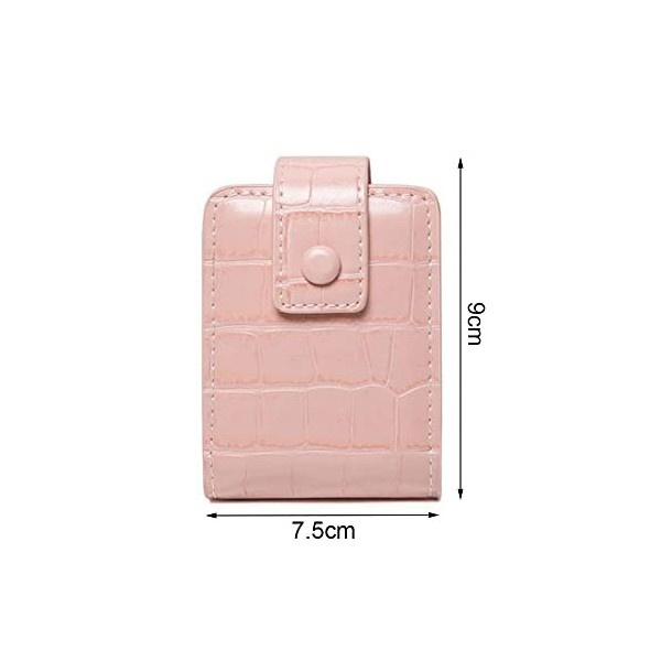 Étui à rouge à lèvres rose portable en cuir avec miroir pour ranger le rouge à lèvres, le vernis à lèvres, la poudre, Rose.