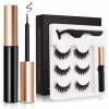 Magnetic Eyeliner Eyelashes Kit, Faux Cils Magnétique Naturel Magnétique Eyeliner Kit De Cils Magnétiques, Réutilisable 3D Fa