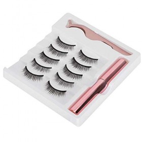 Kit Eyeliner et Cils Magnétiques Cils Magnétiques avec Eyeliner, Faux Cils 5 Paires avec Pince à Épiler