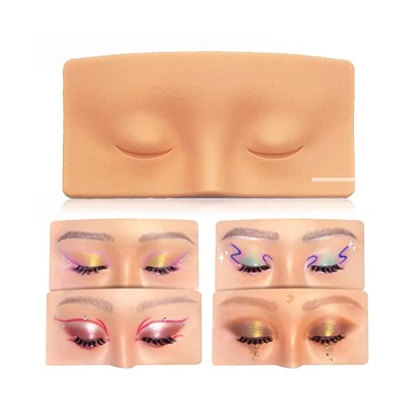 HWGING Outil dexercice de maquillage Mannequin cils sourcils fard à paupières planche dexercice réaliste en silicone visage