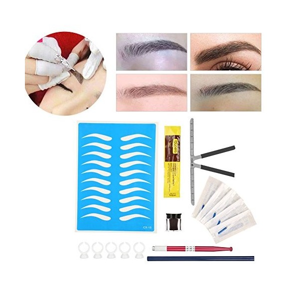 Kit de microblading de sourcil, Kit Permanent de Microblading Tatouage Sourcil Pratique Ensemble Tatouage Maquillage Outil Se