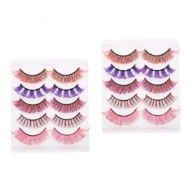 Housoutil 2 Boîtes De Cils Colorés Faux Cils D Curl Bandes De Cils Extension De Cils De Couleur Maquillage Cils Épais Cils De