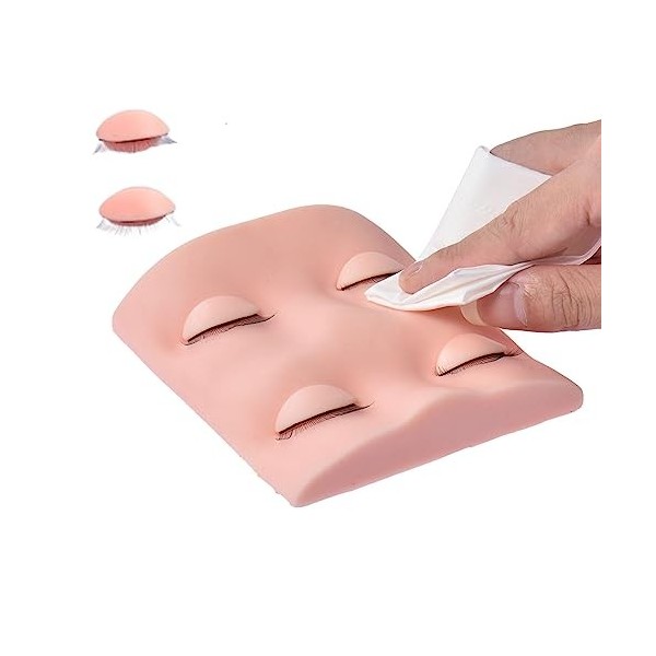 Gruwkue Mannequin dextension de Cils,Cils d’entraînement | Tête de Mannequin en Silicone avec 3 Paires de paupières Amovible