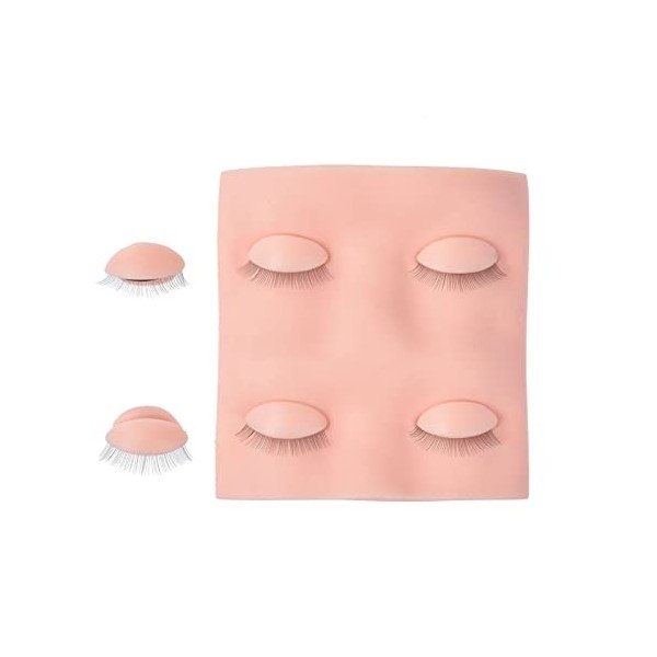 leryveo Tête de Mannequin de Cils - Cils d’entraînement | Tête de Mannequin en Silicone avec 3 Paires de paupières Amovibles 