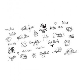 Neva Nude FOOK YU SOUP Lot de tatouages temporaires avec mots et symboles coquins | Décoration corporelle pour festivals, rav