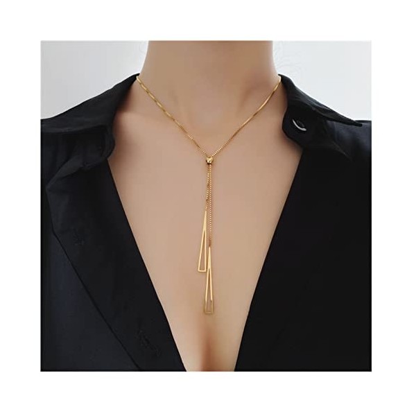 Boho Triangle pendentif collier perles géométriques Lariat Y-forme Triangle collier pull chaîne bijoux pour femmes filles ado