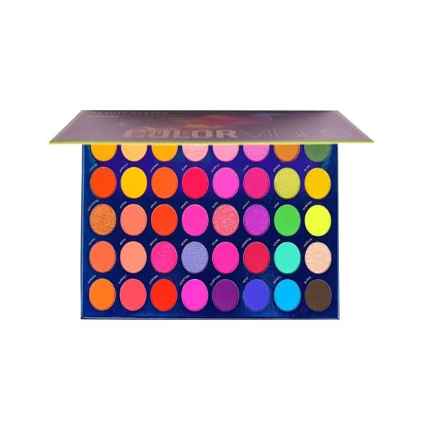 Palette de maquillage de fard à paupières 40 couleurs paillettes pigmentées arc-en-ciel coloré chatoyant mat soyeux maquillag