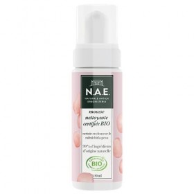N.A.E. - Mousse Démaquillante Nettoyante Visage - Certifiée Bio - Enrichi en Eau de Rose de Damas - Formule Vegan - 99 % din
