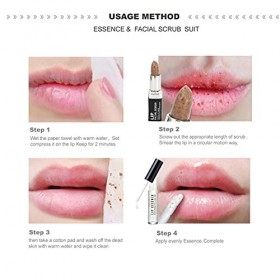 Ensemble de Gommage Essence et Visage, Sérum Réparateur Hydratant pour les Lèvres + Kit de Soin des Lèvres Gommage Exfoliant