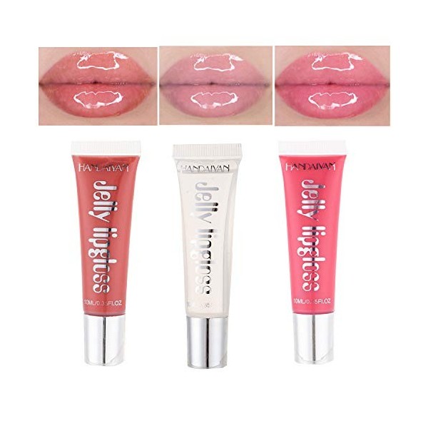 GL-Turelifes 3 PCS Lip Plumper Gloss Jelly Color Lipstick Set, Lip Plumping Balm Plumper Lip Gloss Treatment-Enhancer Hydrate