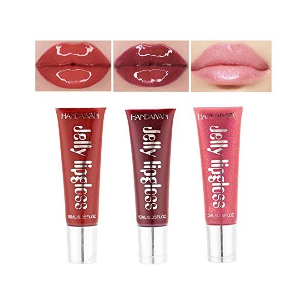 GL-Turelifes 3 PCS Lip Plumper Gloss Jelly Color Lipstick Set, Lip Plumping Balm Plumper Lip Gloss Treatment-Enhancer Hydrate