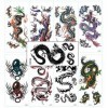 Xinke Lot de 9 feuilles de tatouages temporaires assortis de dragon chinois - Autocollants imperméables pour homme et femme