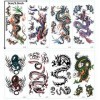 Xinke Lot de 9 feuilles de tatouages temporaires assortis de dragon chinois - Autocollants imperméables pour homme et femme