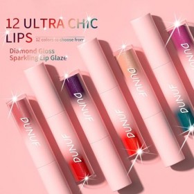 Lot de 12 rouges à lèvres liquides mats à paillettes, brillant à lèvres scintillant brillant à lèvres scintillant 24 heures l