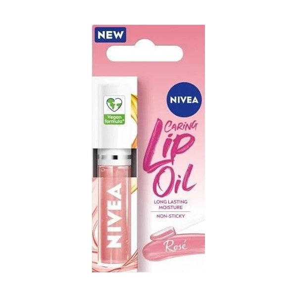 Nivea Caring Lip Oil with Glossy Finish Rose Color Lot de 1