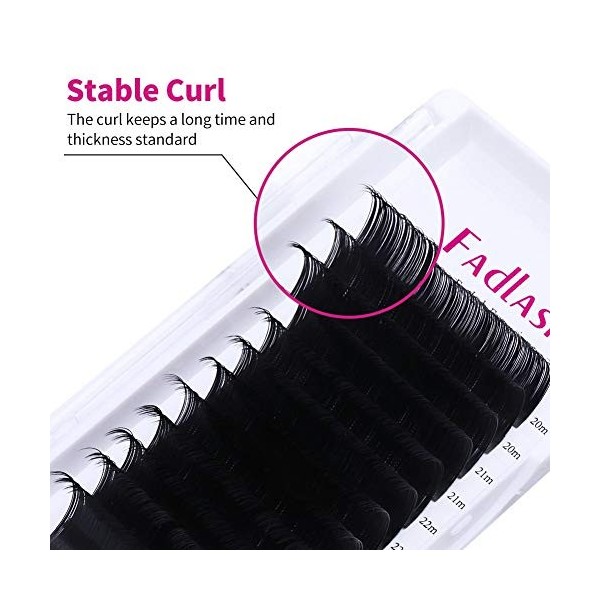 Extension de Cils Individuelle Classique 0.20mm D Curl 20-25mm Longueur Mixte 1:1 Noir Naturel Professionnel Classic Extensio