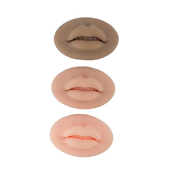 3pcs Tattoo Practice Lips, Silicone Microblading Practice Skin 3D Fake Skin Tattoo Skin Cosmetic Makeup Lips Training