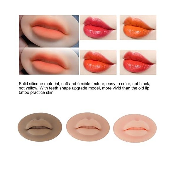 3pcs Tattoo Practice Lips, Silicone Microblading Practice Skin 3D Fake Skin Tattoo Skin Cosmetic Makeup Lips Training