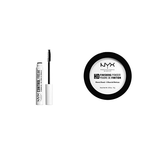 NYX Professional Makeup Gel à Sourcils Control Freak, Mascara avec Gel Fixant Transparent, 10 ml & Poudre de Finition Compact