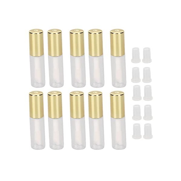 Lot de 10 Tubes de Brillant à Lèvres Vides de 1,2 Ml Doré Transparent Scellé Petit Tube de Brillant à Lèvres Tube de Distribu