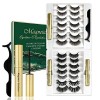 Faux Cils Magnétique, 14 Paires Naturels Cils magnétiques Aimant 3D Ensemble de faux cils Eyeliner Cils magnétiques artificie