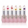 6 PCS Transparent Changer Couleur Baume À Lèvres Hydratant Rose Cristal Gelée Fleur Maquillage Température Rouge À Lèvres Lon