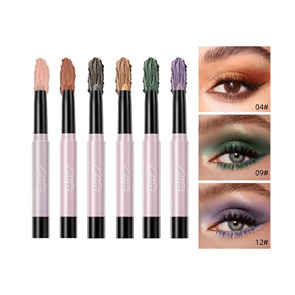 LuckNest Crayon Fard à Paupières Eyeshadow Stick, Ensemble dombre à paupières, Métallique Glitter Waterproof Fards à Paupièr