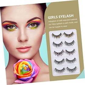 POPETPOP 5 Paires Faux Cils à Paillettes Autocollants De Cils Paillettes Pour Les Yeux Cils De Fée Pelucheux Cils De Couleur 