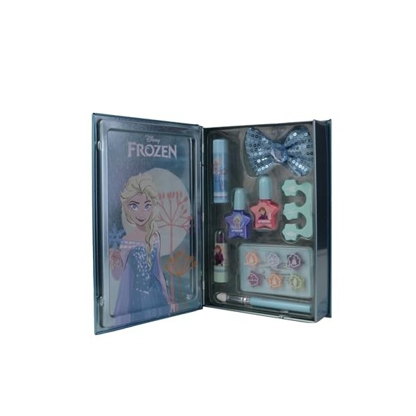 Lip Smacker Frozen Beauty Book Tin, Livre de Beauté Inspiré de Frozen, avec Rouge et Baume à Lèvres, Crèmes Scintillantes et 