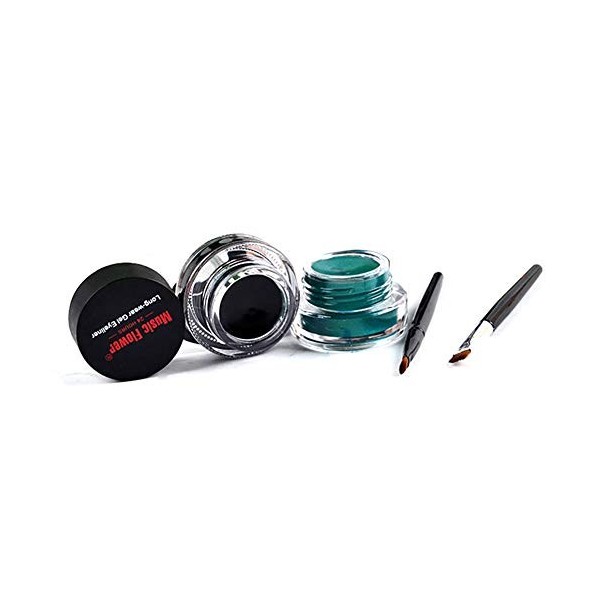 Eyeliner Gel 3g X 2Pcs Eyeliner Longue Durée teinté Crème Imperméable Gel Eyeliner noir+vert 