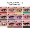 Ensemble deye-liner liquide 12 couleurs Mrettick Couleur Gel Eyeliner Longue Durée Étanche Liquide Eyeliner Stylo Arc-En-Cie